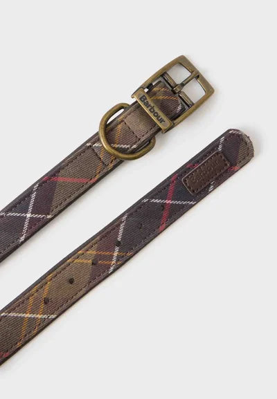Barbour classic tartan leather collar