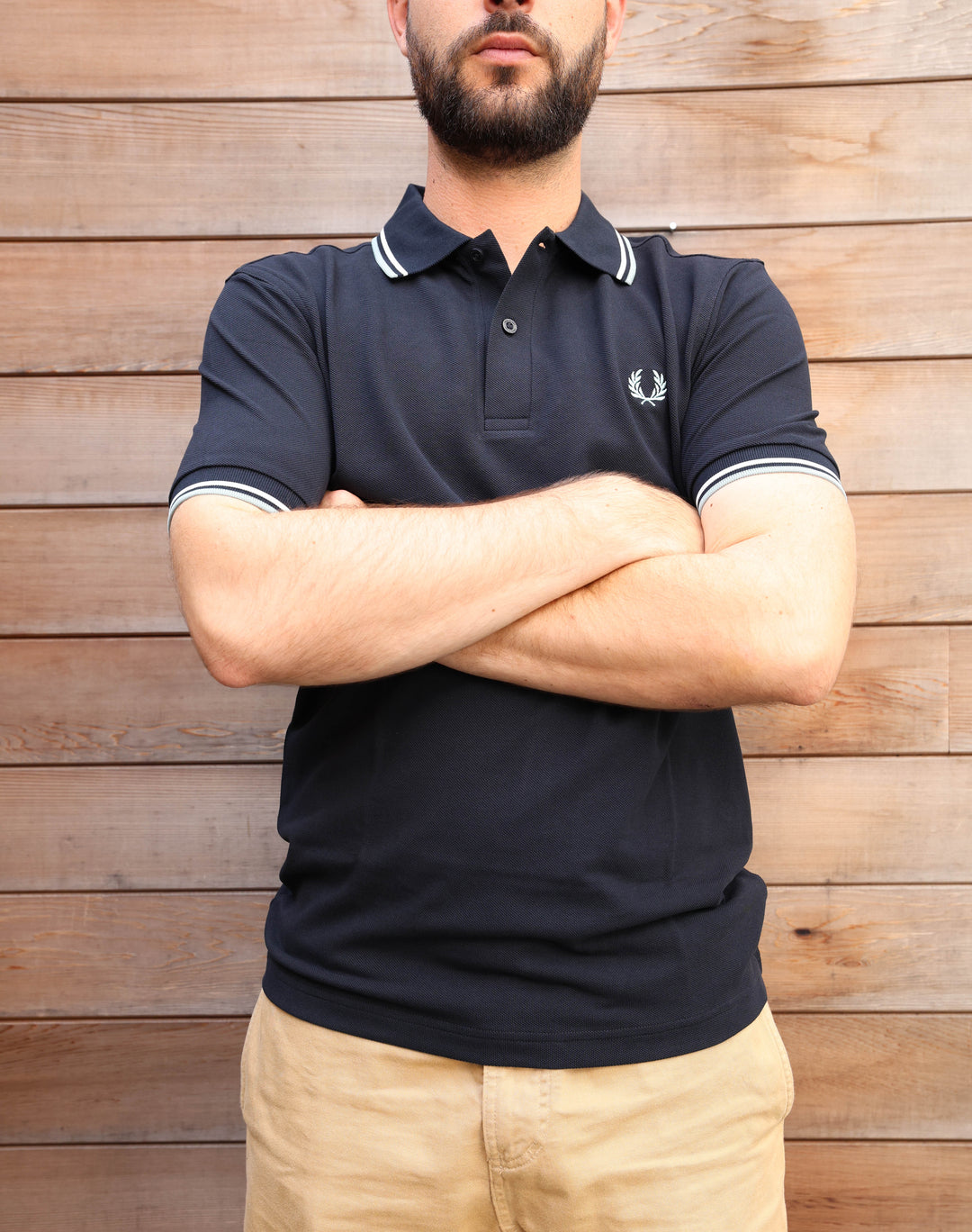 Twin tipped Fred Perry shirt /  74C Navy