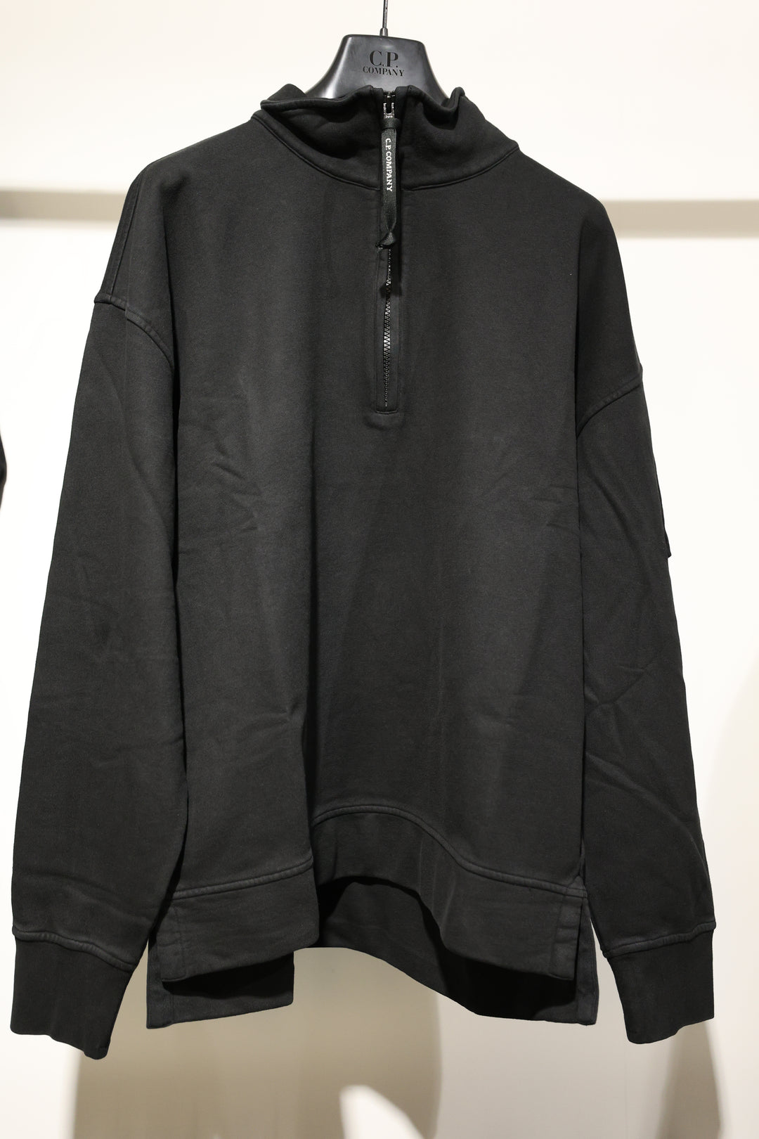 Sweatshirts Polo Collar Brushed Emerized Diagonal Flee HalfZip - col 999