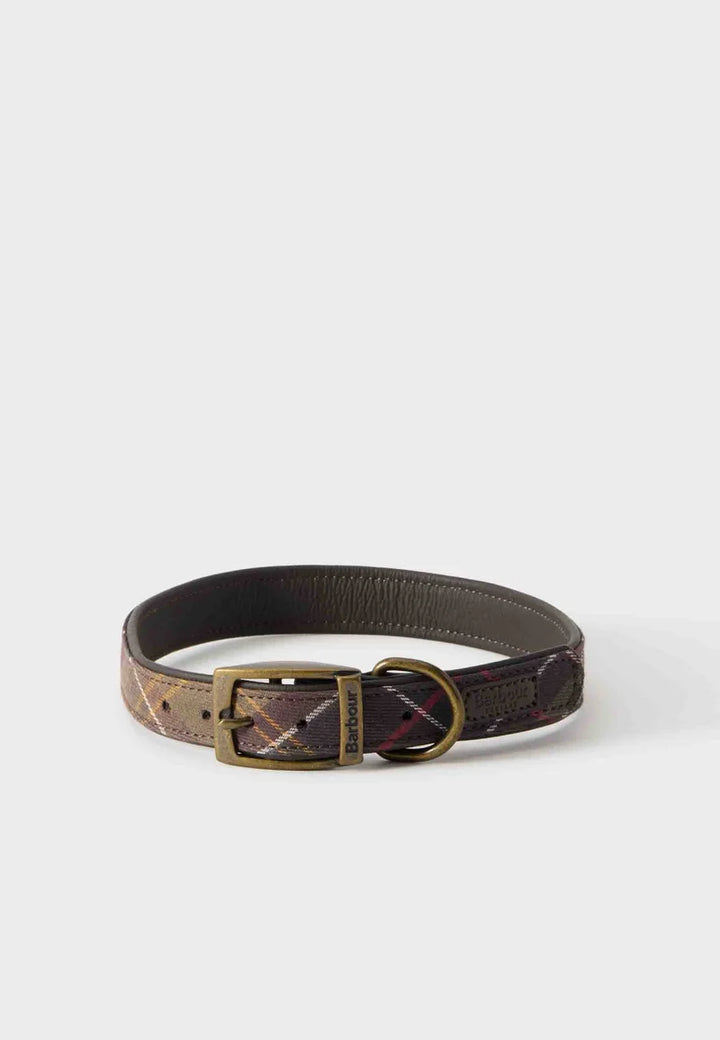 Barbour classic tartan leather collar