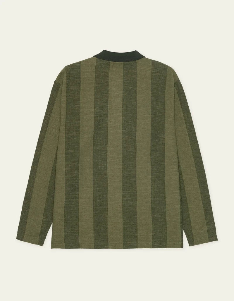 Gestreepte Jacquard LS Polo - Rosin Green