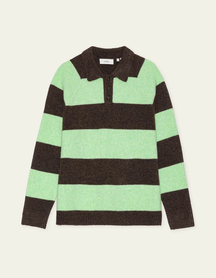 Striped Melange Knitted Polo - Montagne grey melange