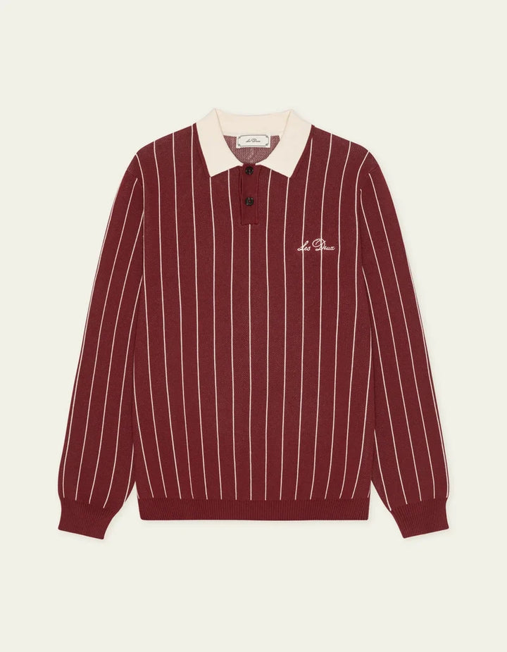 Signature Knitted LS Polo - Chocolate Truffle Red