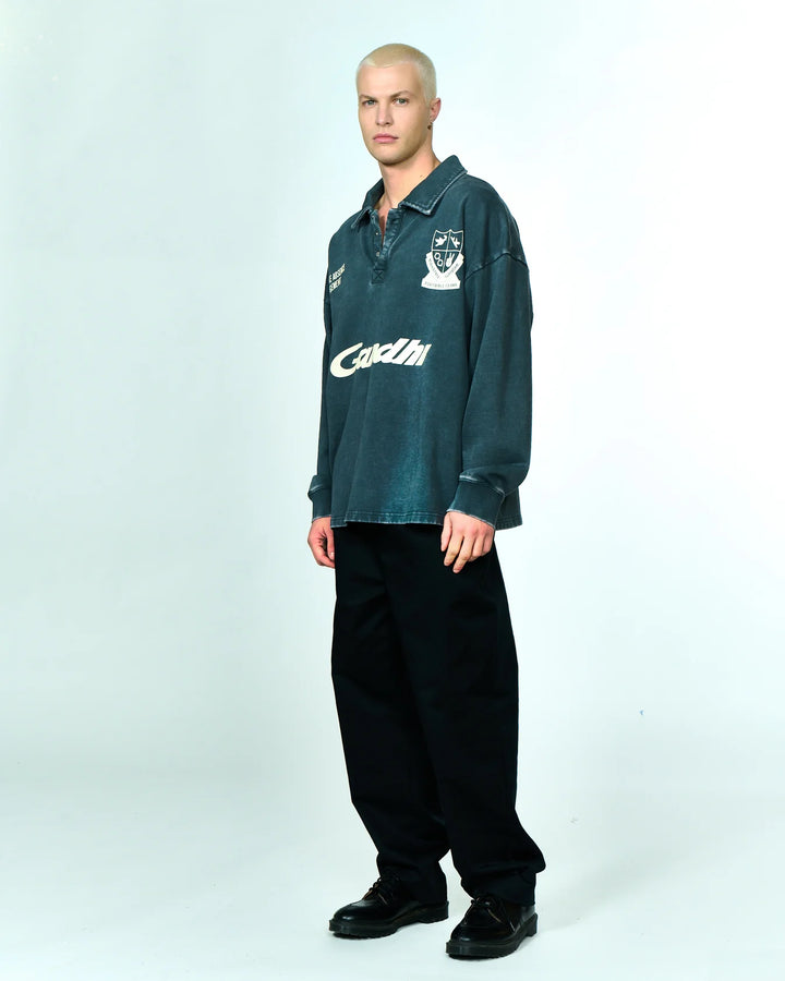 Sudadera tipo polo de fútbol Gandhi / gris lavado