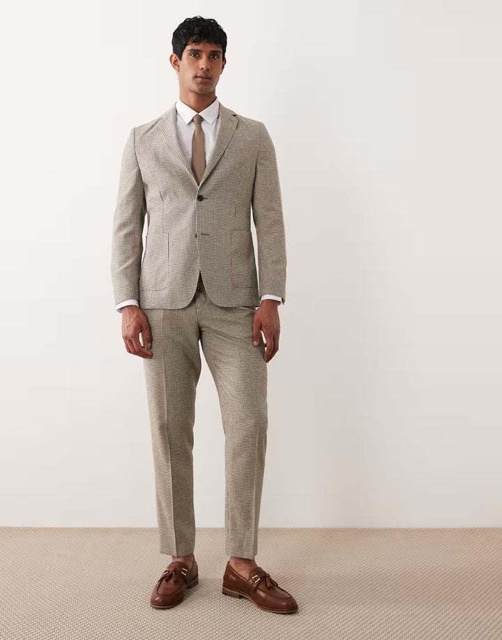 Barbour Forstone Houndstooth Blazer - Stone