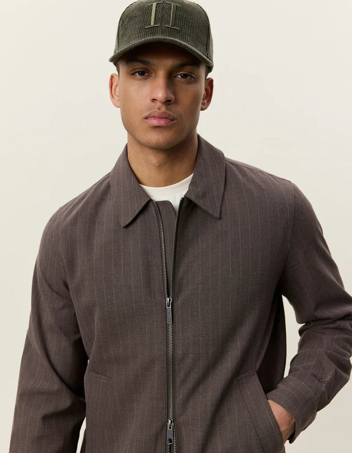 Pinstripe Coach Jacket - Bag Brown