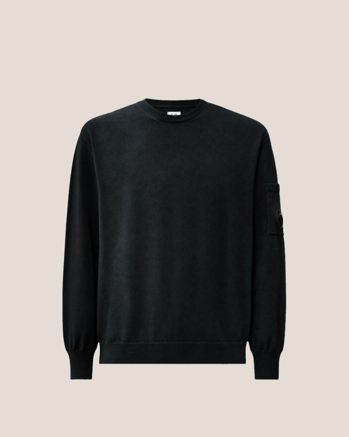 Crew neck merino wool felted / black ( col 999 )