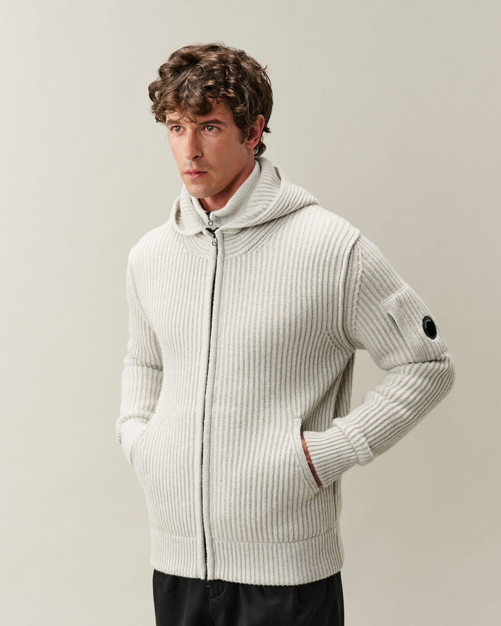 Knitwear cardigan lambswool GRS / off White mela ( col M13 )