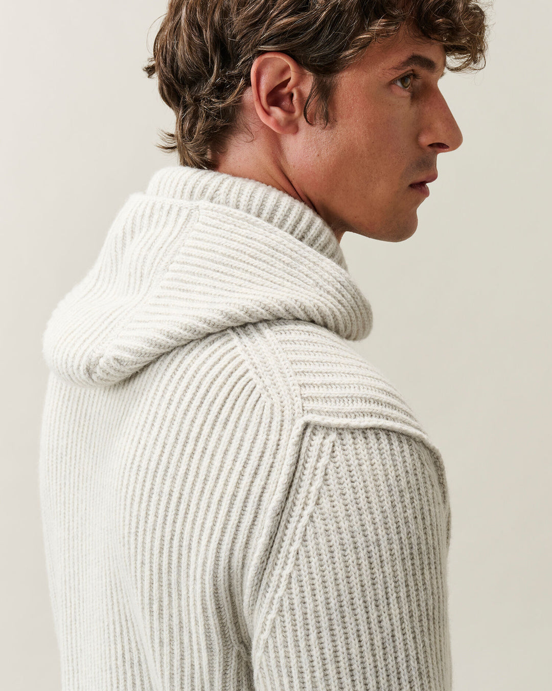 Knitwear cardigan lambswool GRS / off White mela ( col M13 )