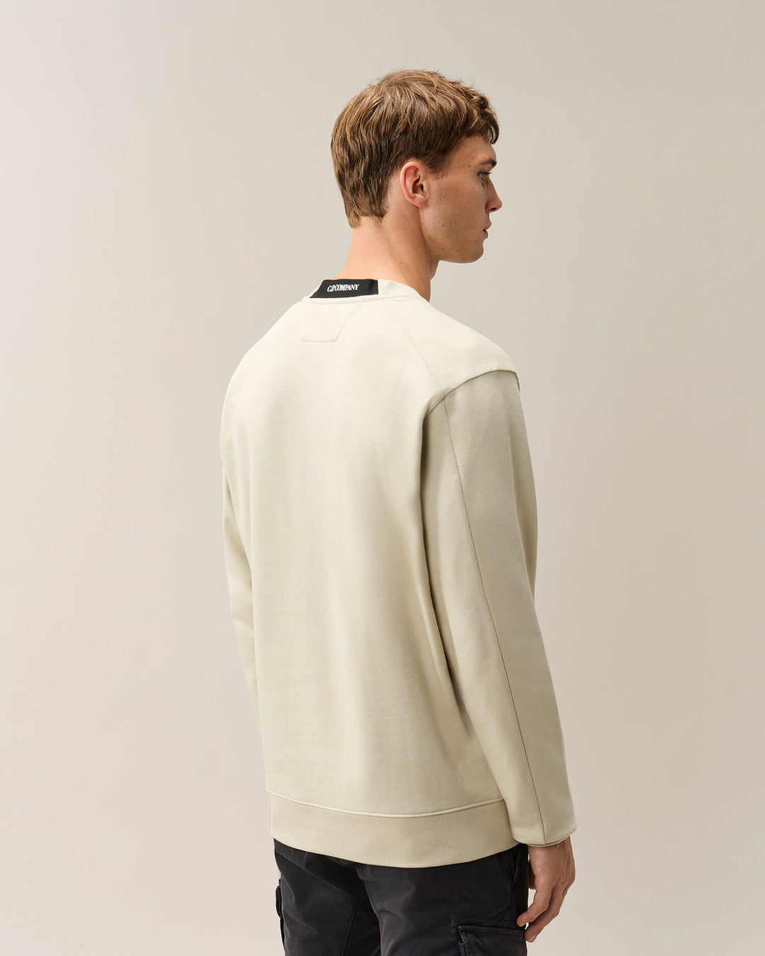 Sweatshirts crew neck diagonal raised fleece / beige ( col 120 )