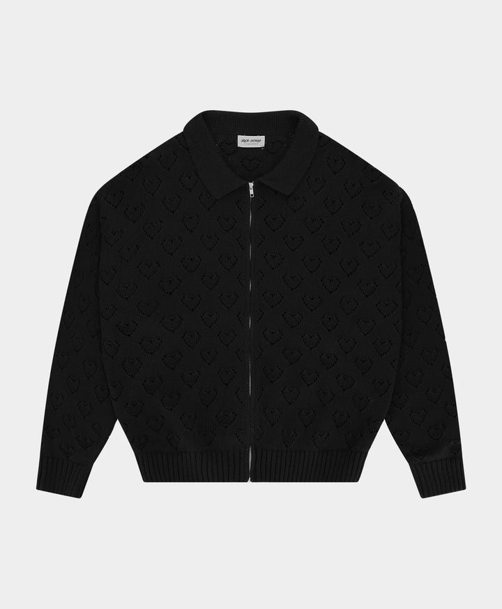 Heart Zip Knit Black