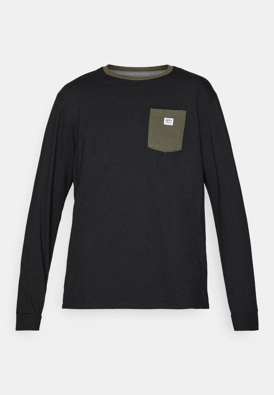 M's l/s shop sticker pocket responsibili-tee / black w- basin green