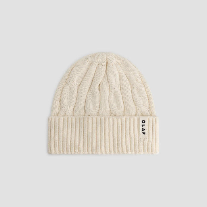 Wool Cable Knitted Beanie - Off White