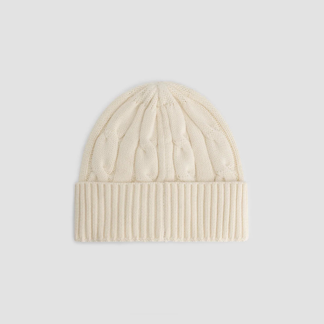 Wool Cable Knitted Beanie - Off White