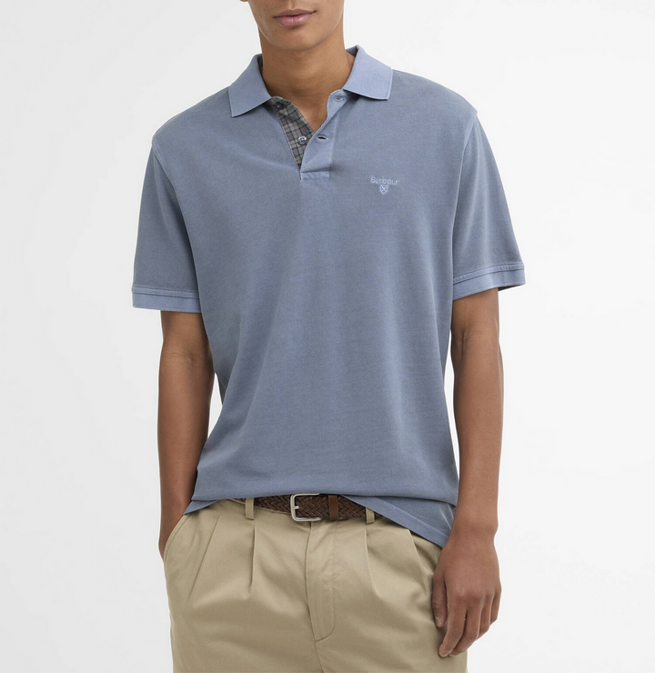 Washed Tartan Tailored Piqué Polo – Polo homme Washed blue