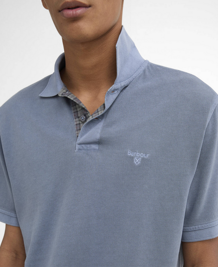 Washed Tartan Tailored Piqué Polo – Polo homme Washed blue