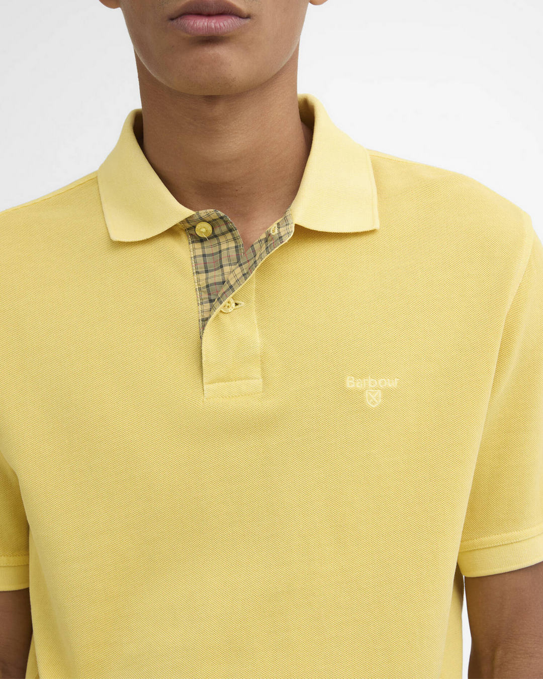 Washed Tartan Tailored Piqué Polo – Polo homme Washed yellow