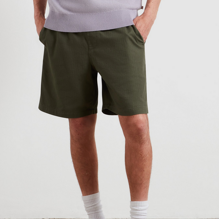 Short Farah Swinton Drawstring Herringbone – Rosemary