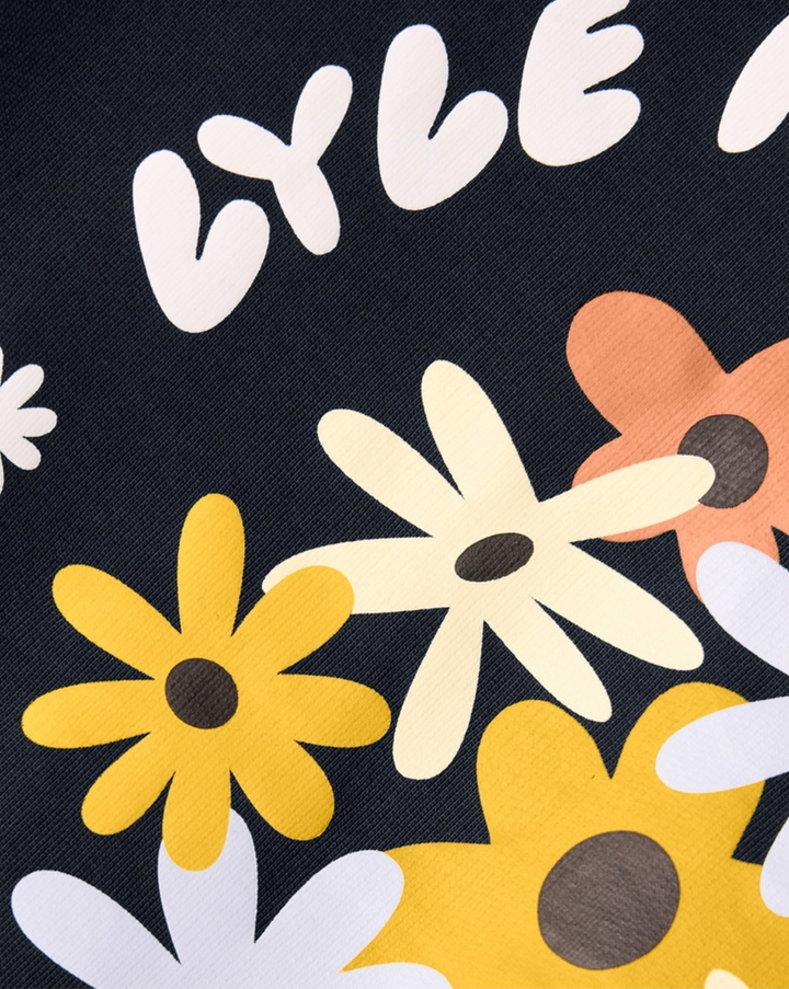 Nature graphique pullover hoodie - dark navy