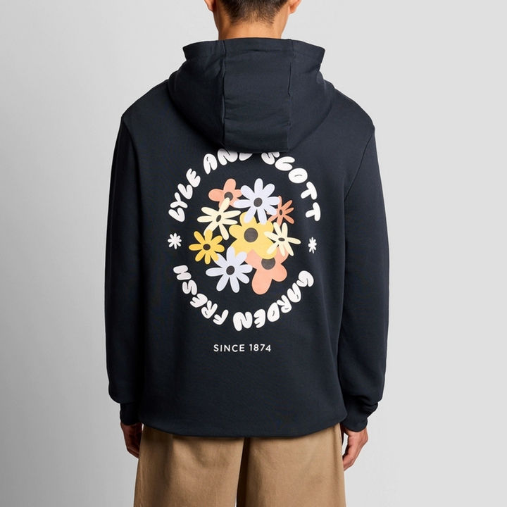Nature graphique pullover hoodie - dark navy