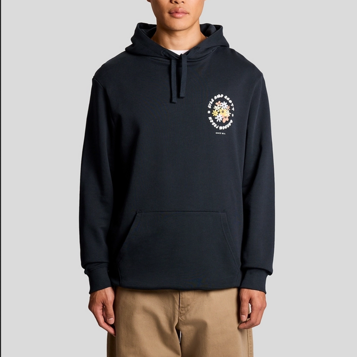 Nature graphique pullover hoodie - dark navy