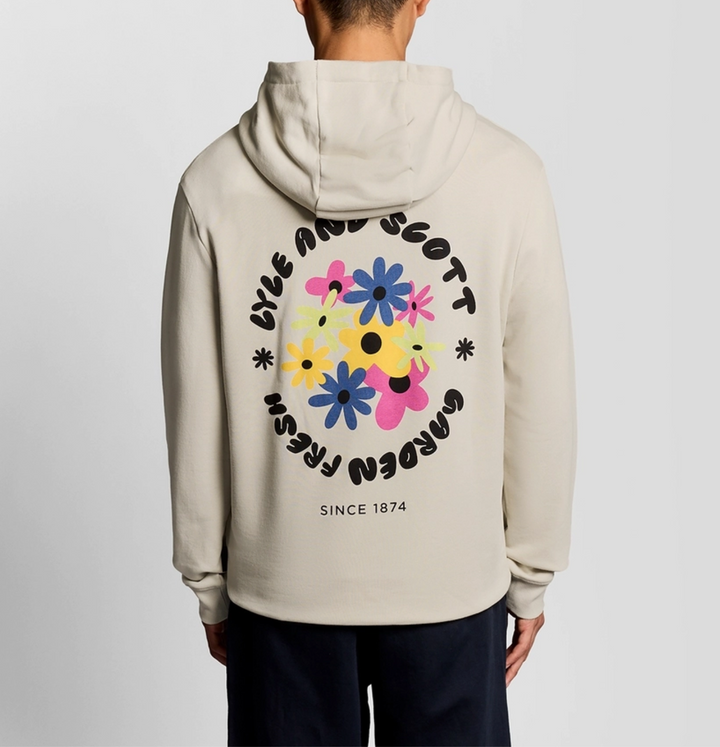 Nature graphique pullover hoodie - putty
