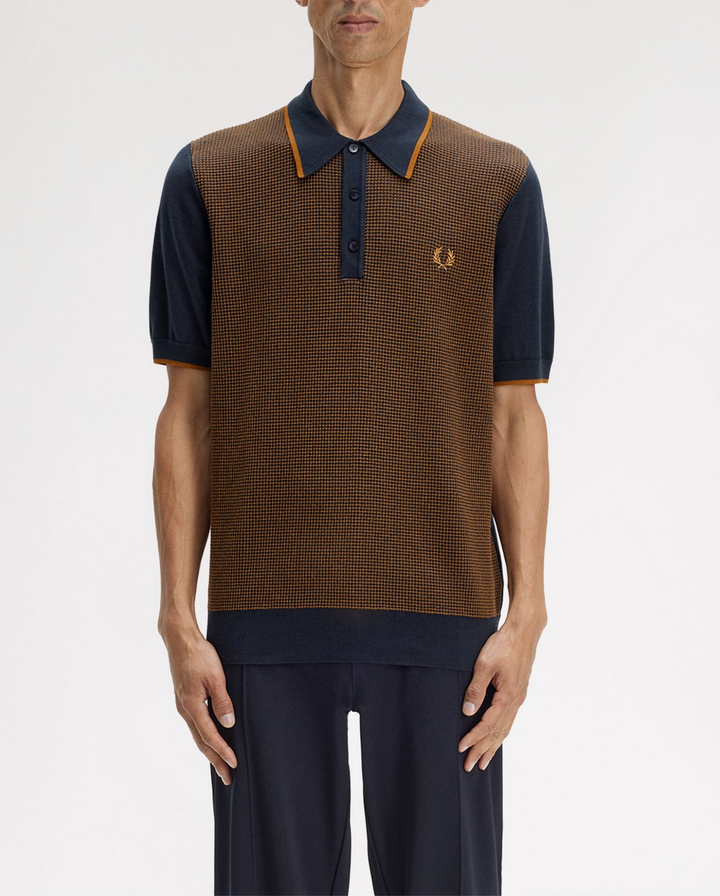 Chemise tricotée Fred Perry Tonic Waffle – Navy