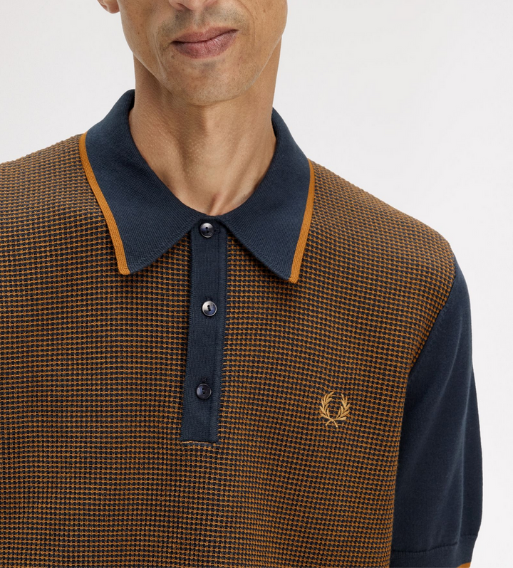 Chemise tricotée Fred Perry Tonic Waffle – Navy