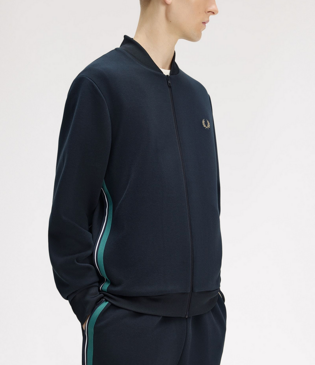 Stripe tape track jacket - navy