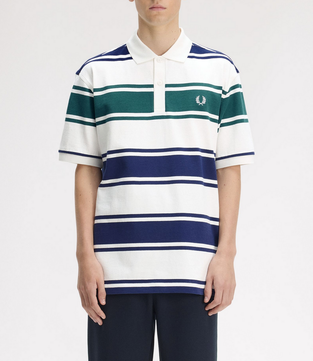 Relaxed striped polo shirt - snow white
