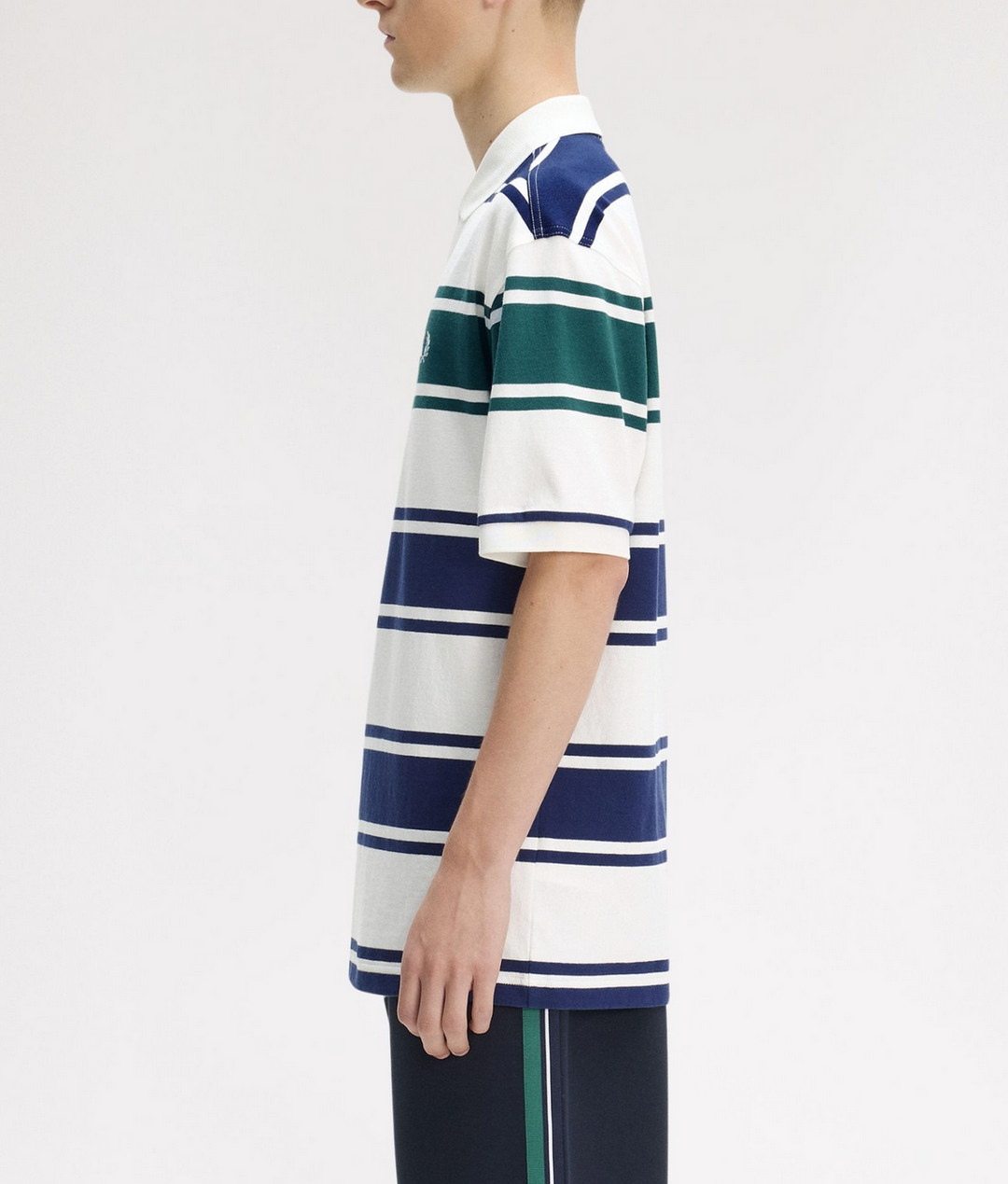 Relaxed striped polo shirt - snow white