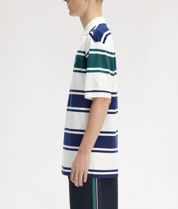 Relaxed striped polo shirt - snow white