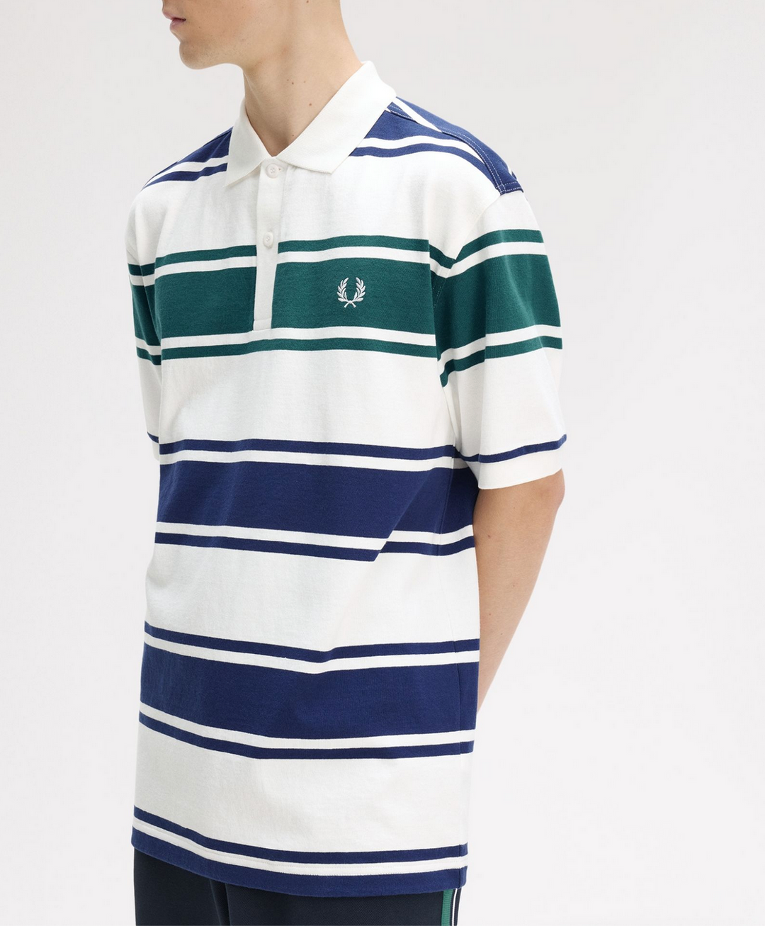 Relaxed striped polo shirt - snow white