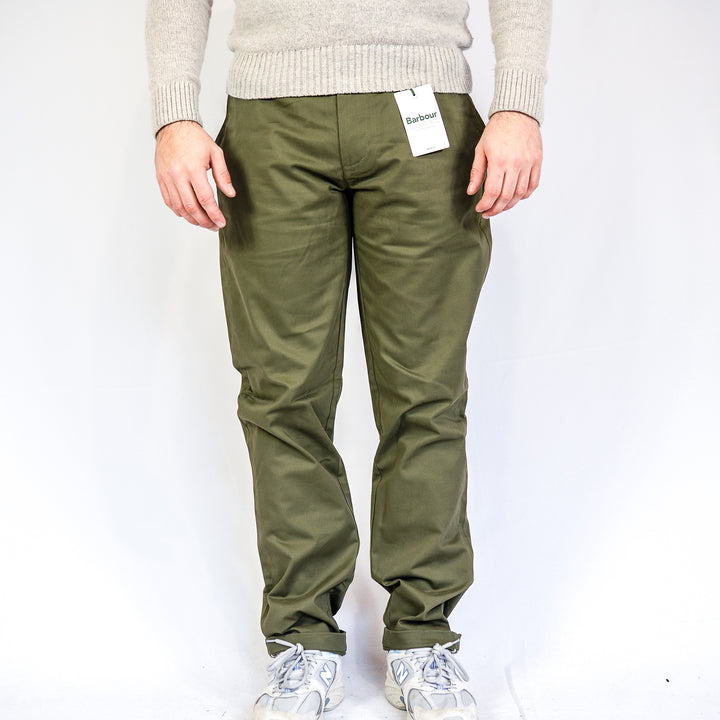 Barbour sueded sateen tailored trouser - olive