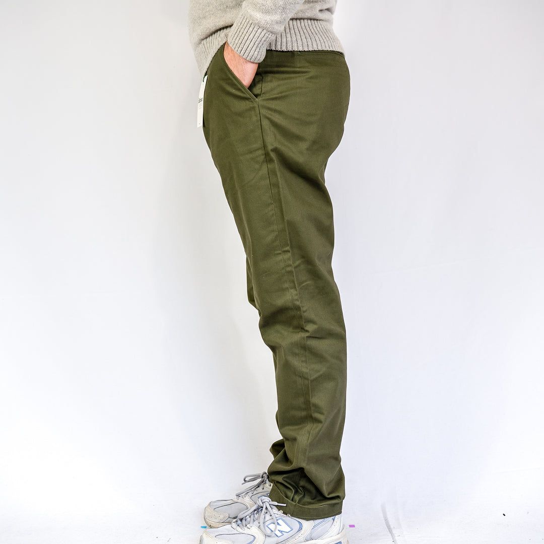Barbour sueded sateen tailored trouser - olive