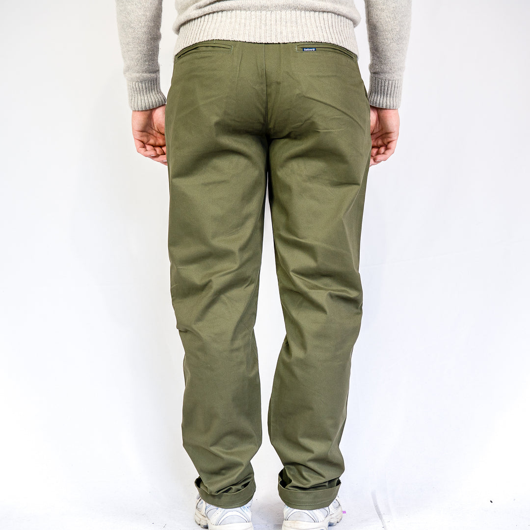 Barbour sueded sateen tailored trouser - olive