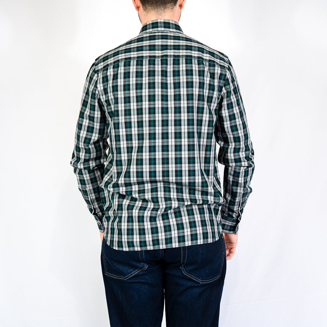 Washed check poplin shirt - argyle teal