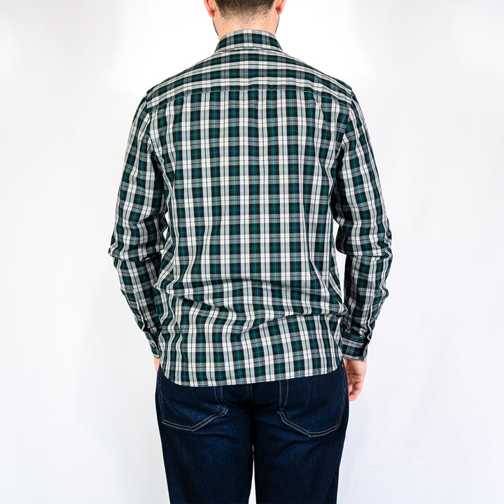 Washed check poplin shirt - argyle teal