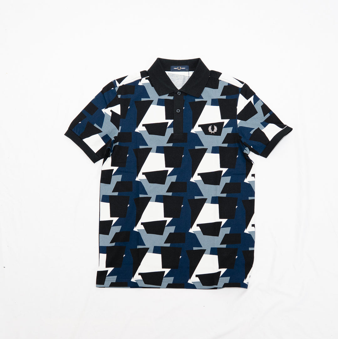 Fragment print polo shirt - ecru