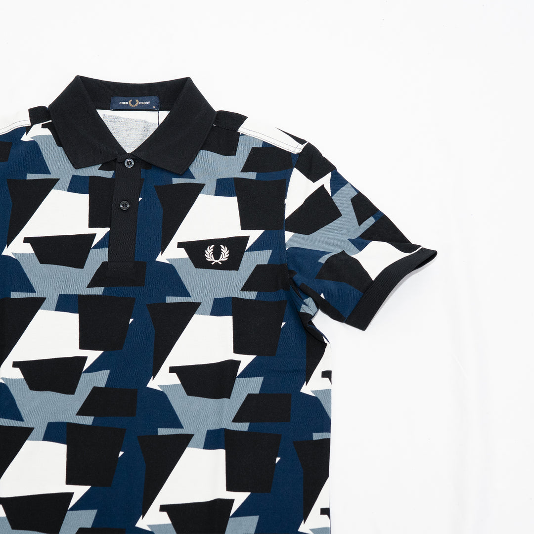 Fragment print polo shirt - ecru