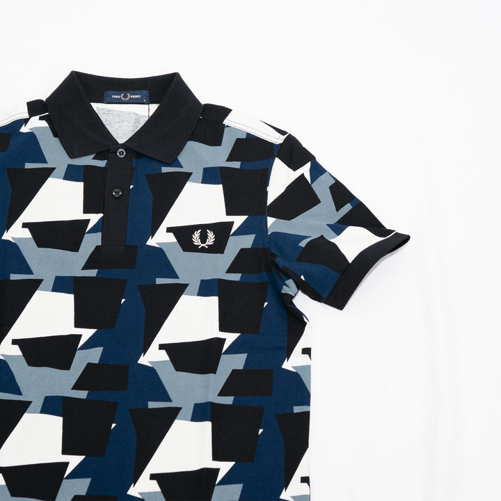 Fragment print polo shirt - ecru