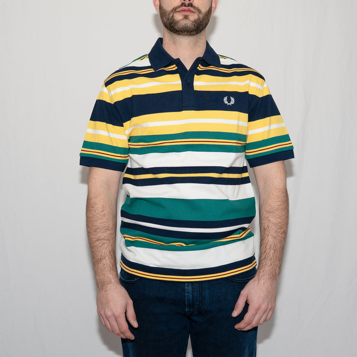 Striped relaxed polo shirt - lemon barley