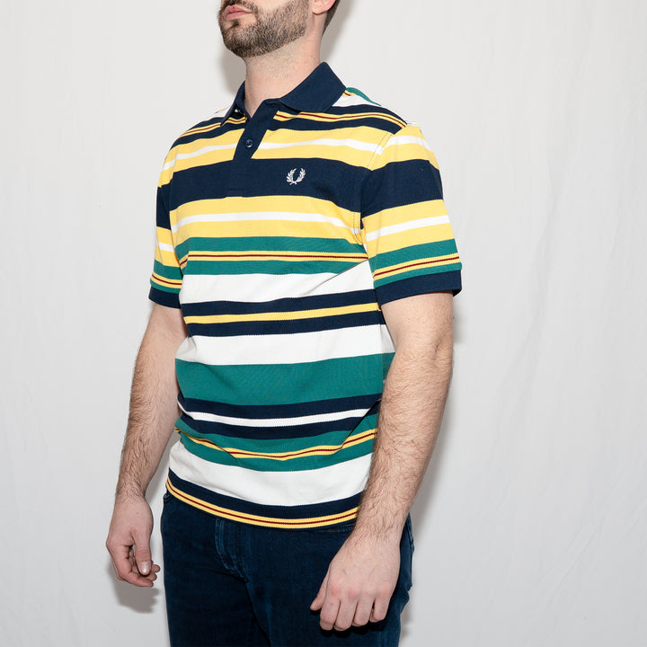 Striped relaxed polo shirt - lemon barley