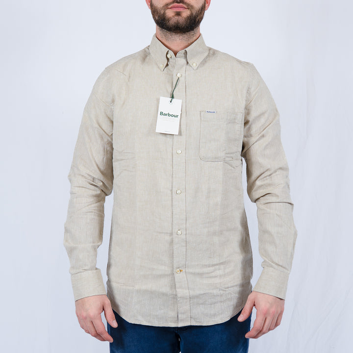 Barbour Nelson Tailored Long Sleeved Shirt Stoned – Chemise homme casual chic