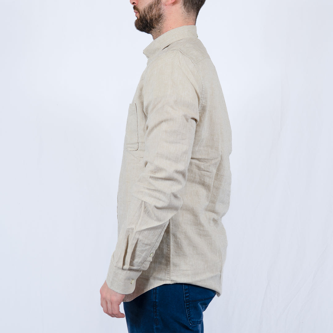 Barbour Nelson Tailored Long Sleeved Shirt Stoned – Chemise homme casual chic