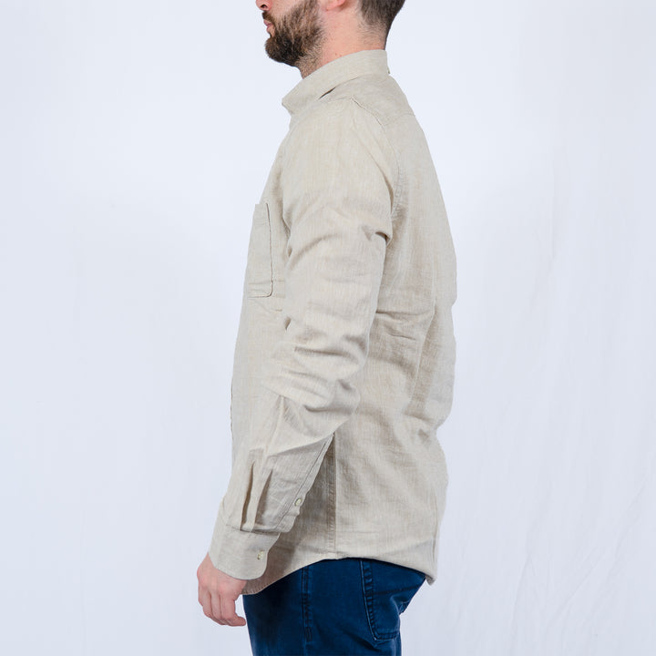 Barbour Nelson Tailored Long Sleeved Shirt Stoned – Chemise homme casual chic