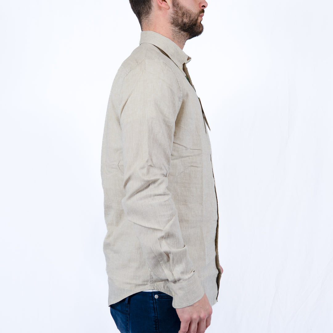 Barbour Nelson Tailored Long Sleeved Shirt Stoned – Chemise homme casual chic