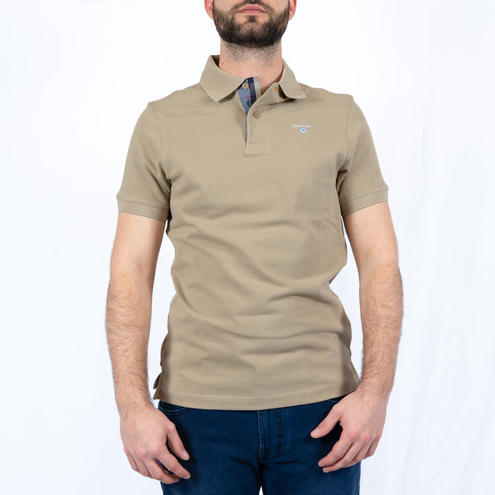 Barbour Tartan Pique Polo Shirt - washed stone