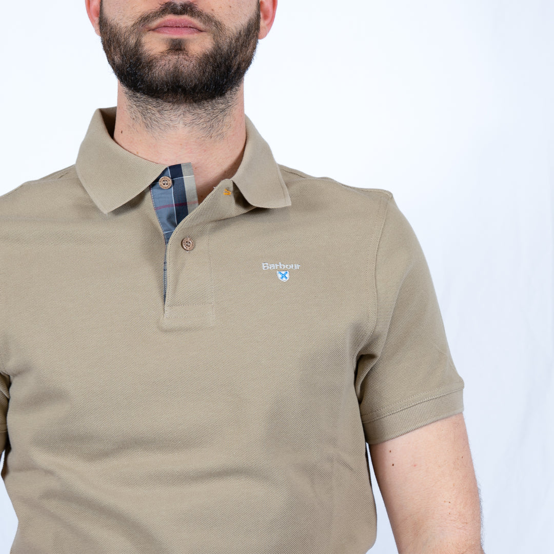 Barbour Tartan Pique Polo Shirt - washed stone