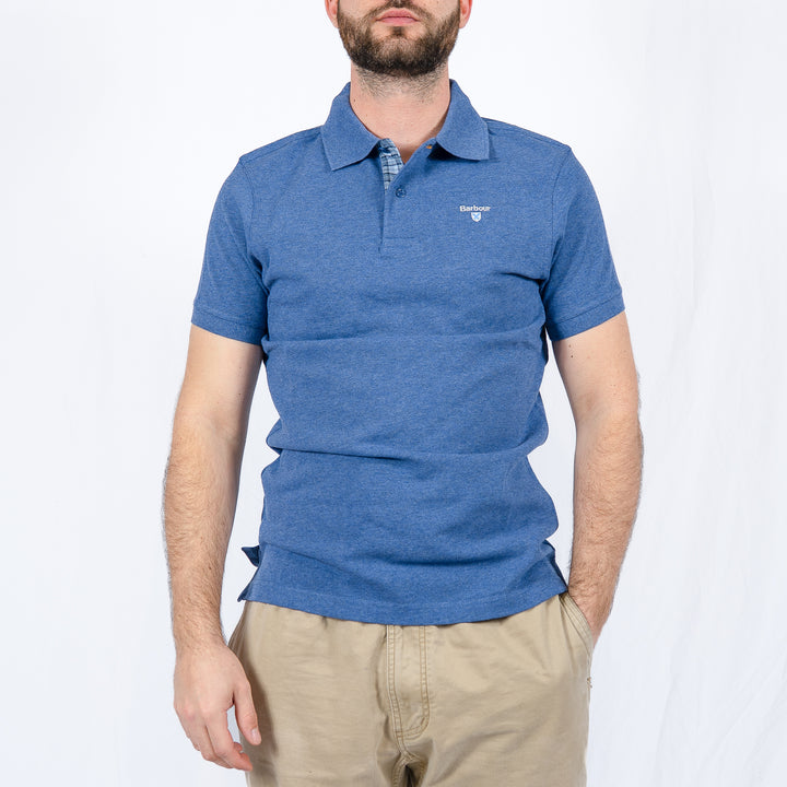 Barbour tartan pique polo shirt - chambray marl